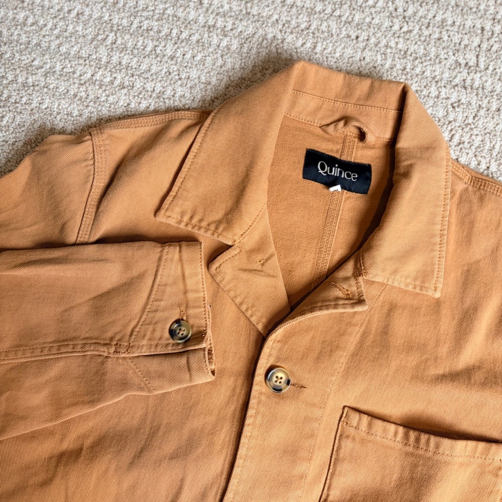 Quince Mens Stretch Cotton Chore Coat Ginger Brown Utility Jacket Medium